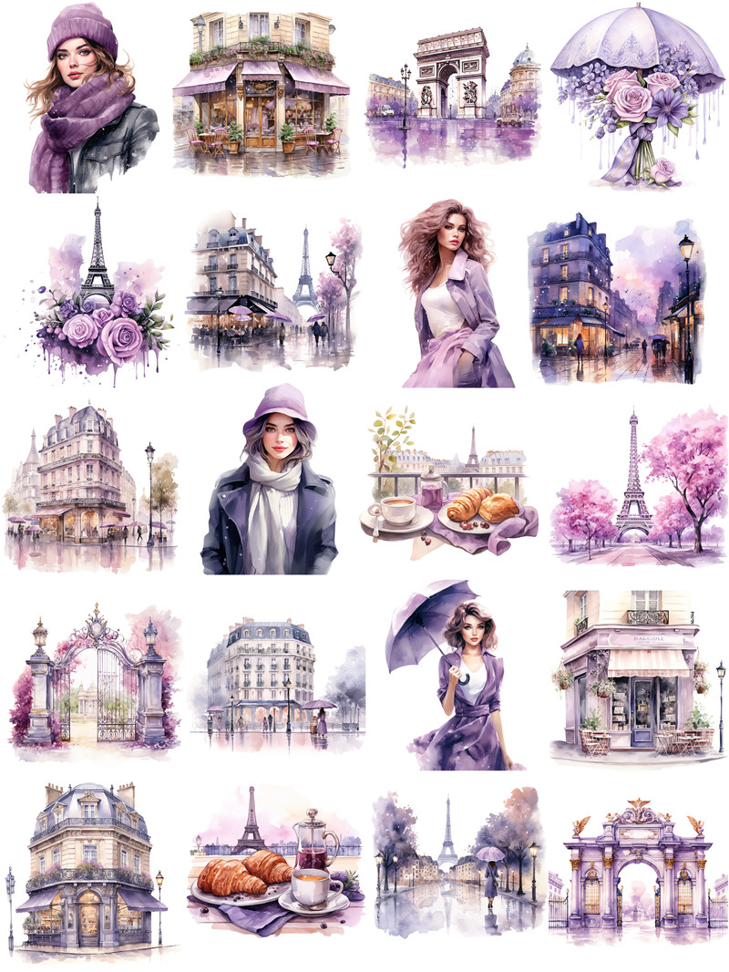 Purple Paris Stickers Crafts A - Kids Toys Paris 评论和价格