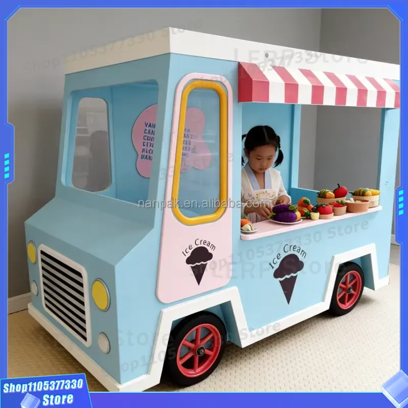 Wooden Ice Cream Cart Toy with - Kids Toys Mall 评论和价格