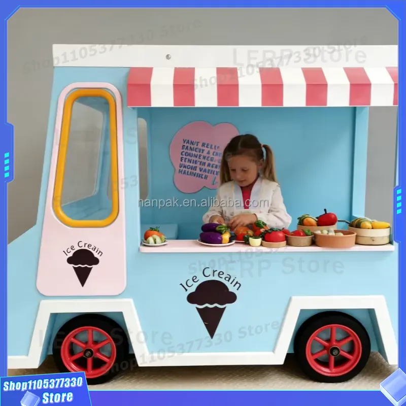 Wooden Ice Cream Cart Toy with - Kids Toys Mall 评论和价格